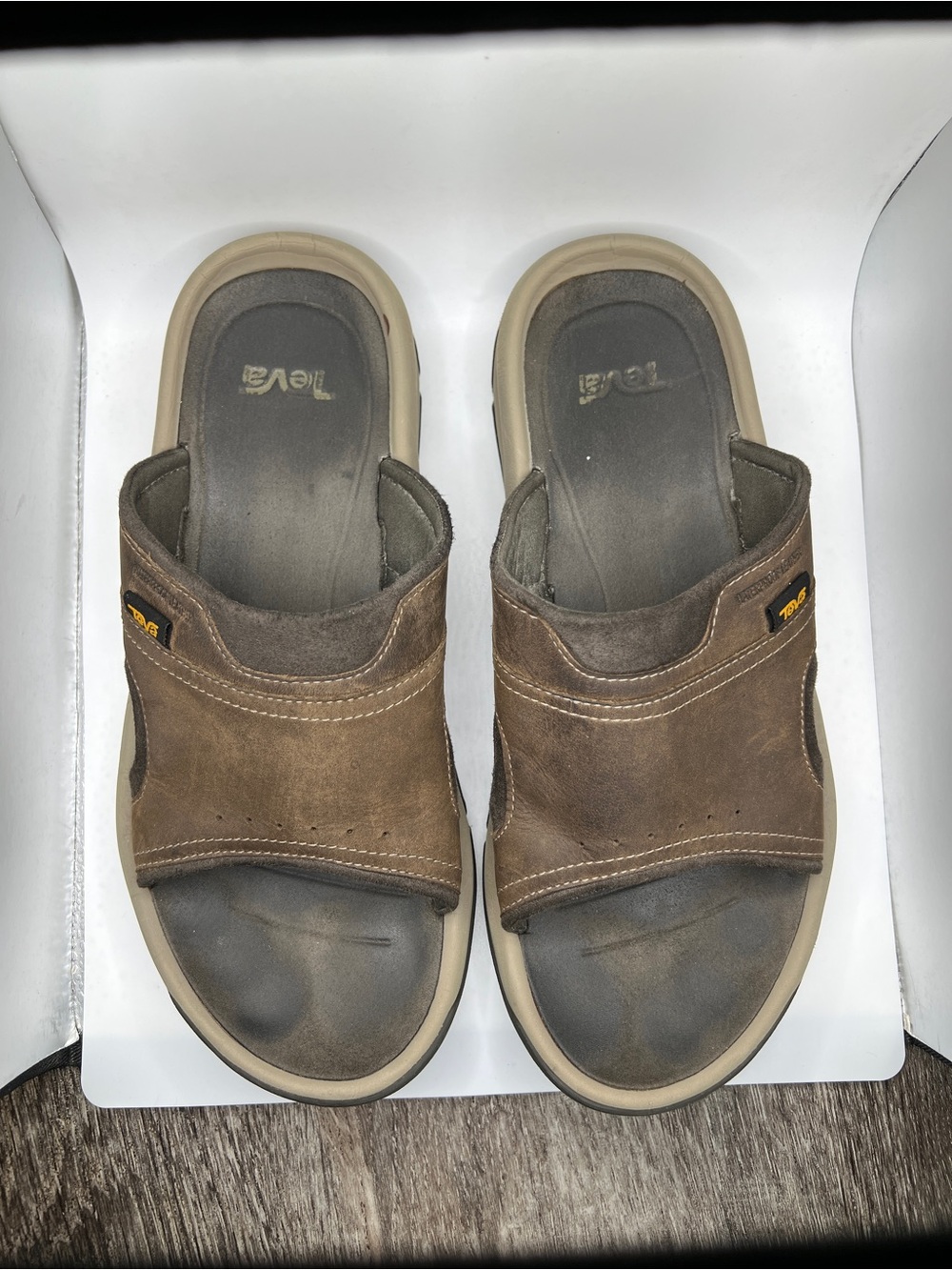 Men’s Teva Langdon Waterproof Leather Slides Size 10